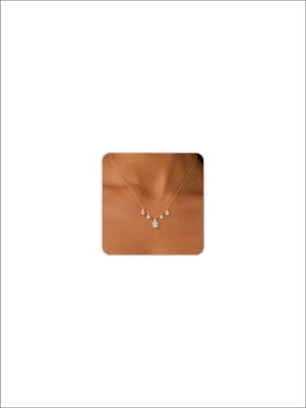 Dainty Cubic Zirconia Pendant Necklace 14K Gold Plated Adjustable Gift